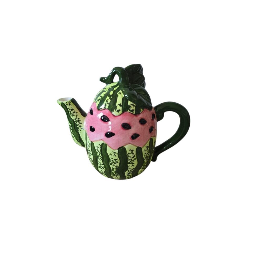 Cracker Barrel Watermelon Teapot 6" X 7" Ceramic